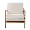 Accent Chair, Mid Century Modern Armchair with Solid Wood Frame and Non-Slip Legs, Upholstered Leisure Chair with Linen Fabric and 5.7 in Thickened C