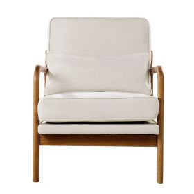 Accent Chair, Mid Century Modern Armchair with Solid Wood Frame and Non-Slip Legs, Upholstered Leisure Chair with Linen Fabric and 5.7 in Thickened C