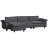 Sectional Sofa, L Shaped Couch with Deep Seat, Movable Ottoman and Pillow-top Armrests, Dark Gray