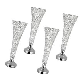 4 PCS Crystal Wedding Flower Vase, 20 in Tall Flower Table Centerpieces, Crystal Cylinder Banquet Vases Easy Installation, Versatile Arrangement Stan