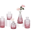 Pink Day Glass Bud Vase Set of 5, Small Flower Vases for Centerpieces in Bulk, Mini Vintage Vase for Wedding Decor, Single Flowers, and Home Table Dé