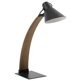 Noah Mid-Century Modern Table Lamp in Walnut and Black by