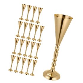 20 PCS Wedding Flower Vase, 16.9 in Tall Trumpet Flower Table Centerpieces, Banquet Vases Easy Installation, Electroplated Versatile Arrangement Stan