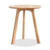 Round End Table- Small End Table Side Table Coffee Table Bedside Table Night Stand for Living Room Bedroom & Balcony, 100% Natural Solid Oak Wood Eas