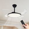 42 Inch Retractable Ceiling Fan,Low Profile Ceiling Fan with Light and Remote,Modern Black Fan with Retractable Blades for Dinning Room Living Room B