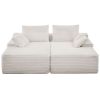 82.7-Inch Oversized Double Chaise Lounge, Corduroy Fabric Sectional Sofa, Cozy Deep Seat Loveseat Sofa with Soft Cushions and Throw Pillows for Livin
