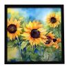 Sunflowers in Watercolor Framed Metal Print Bathroom, Kitchen, Office, Home Decor Wall Art Ready to Hang, Square, 8X8