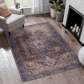 LOOM & LUXE 5x8 Area Rugs for Living Room, Washable Rug, Low-Pile, Non-Slip, Non-Shedding, Foldable, Kid & Pet Friendly - Area Rugs for living ro