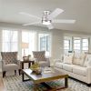 52 in. Integrated LED Farmhouse Indoor/Outdoor Nickel Smart Ceiling Fan with Remote Control