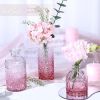 Pink Day Glass Bud Vase Set of 5, Small Flower Vases for Centerpieces in Bulk, Mini Vintage Vase for Wedding Decor, Single Flowers, and Home Table Dé