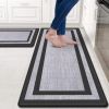 Kitchen Mats Set of 2,Cushioned Anti-Fatigue Non-Skid Rug Sets Ergonomic Comfort Standing Mat for Kitchen, Floor, Office, Sink, Laundry, Black and Gr