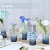 Glass Bud Vase Set of 5, Small Blue Flower Vases for Centerpieces in Bulk, Mini Vintage Vase for Wedding Decor, Single Flowers, and Home Table Déco
