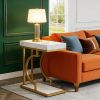 Narrow C Table, Modern End Table Bedside Table with Metal Frame