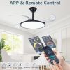 42 Inch Retractable Ceiling Fan,Low Profile Ceiling Fan with Light and Remote,Modern Black Fan with Retractable Blades for Dinning Room Living Room B