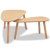 Coffee Table Set of 2 Brown Solid pine wood, MDF Two-piece set