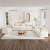 Modern Sofa Couch, 3 Piece Set Extra Deep Seat Sectional Sofa for Living Room, Oversized Sofa, 3 Seat Sofa, Loveseat and Single Sofa, White Chenille