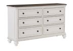 Antique White and Brown Gray Finish1pc Dresser of 6x Drawers Black Knobs Traditional Design Bedroom Furniture