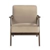 Mid-Century Modern Design 1pc Accent Chair Light Brown Velvet Upholstery Dark Walnut Finish Wood, High-Resiliency Foam Cushions