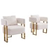 TS Modern decorative chair, living room side chair with gold metal legs, no wheels, suitable for dressing area, reception room, office,Teddy fleece u