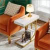 Narrow C Table, Modern End Table Bedside Table with Metal Frame