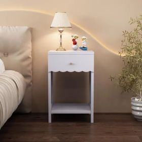 Modern Nightstand With Drawer And Open Shelf,Scalloped Edge Bedside Table For Bedroom, Cute Minimalist Side Table For Kids Room Or Girls' Room,Li (Option: Defaulttitle)
