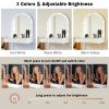 Floating Wall Mounted Makeup Vanity Desk with LED Mirror 3 Color Lights, Compact Dressing Table with Power Outlet & USB Charging, Space Saving Large
